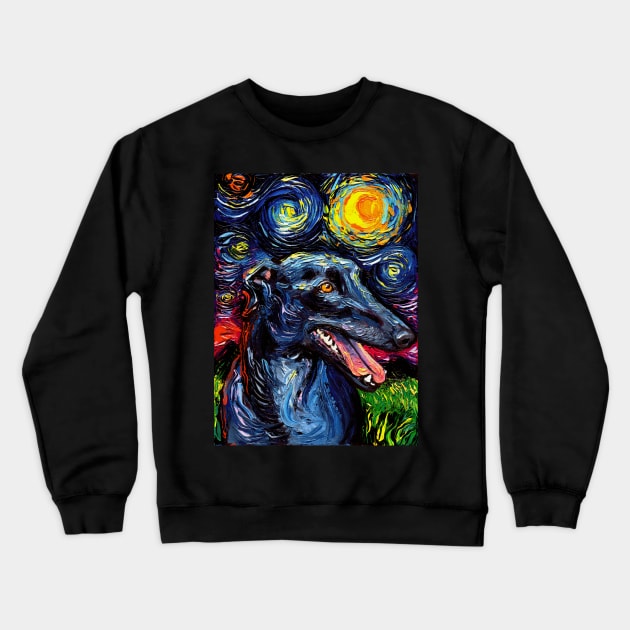 Greyhound Night Crewneck Sweatshirt by sagittariusgallery